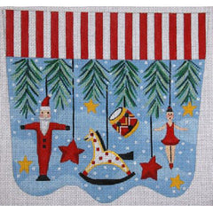 The Meredith Collection Primitive Ornaments with Horse Stocking Cuff Needlepoint Canvas