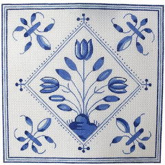 The Plum Stitchery Flower Burst Tile Needlepoint Canvas