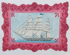 The Plum Stitchery Nantucket Whaler in Pink Luster Needlepoint Canvas
