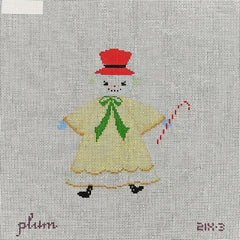 The Plum Stitchery Snow People Needlepoint Canvas - Yellow