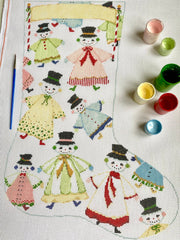 The Plum Stitchery The Snow People Stocking Midi Needlepoint Canvas
