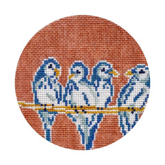 The Plum Stitchery Twelvetide in Color - Four Colly Birds Needlepoint Canvas