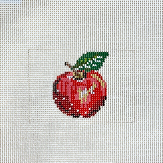The Gingham Stitchery Amelia Bond Designs Apple Luggage Tag Needlepoint Canvas