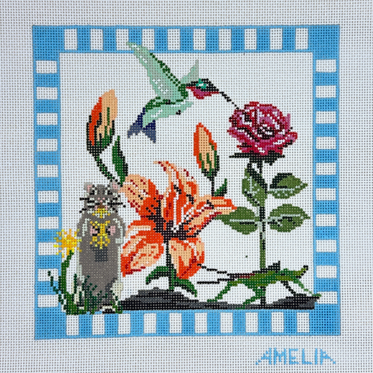 The Gingham Stitchery Amelia Bond Designs Summer Flower Pillow Needlepoint Canvas