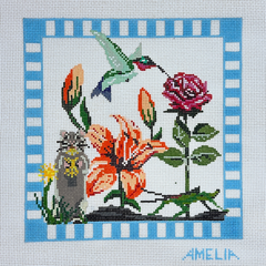 The Gingham Stitchery Amelia Bond Designs Summer Flower Pillow Needlepoint Canvas
