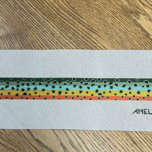 The Gingham Stitchery Amelia Brown Trout Belt Needlepoint Canvas