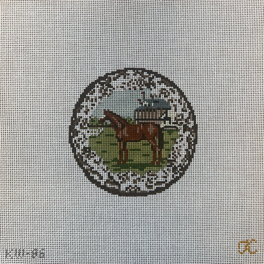 The Gingham Stitchery Kate Woodward Horse Transferware Needlepoint Canvas