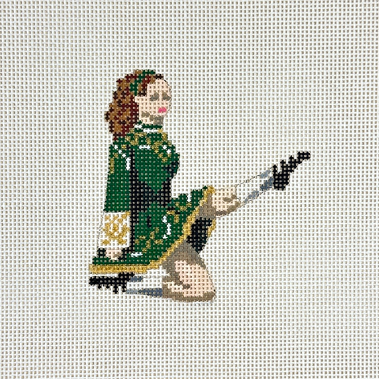 The Gingham Stitchery Kate Woodward Irish Dancer Needlepoint Canvas