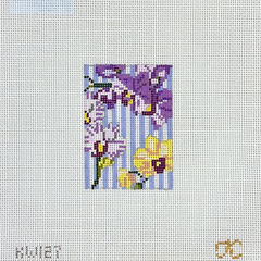 The Gingham Stitchery Kate Woodward Orchid Luggage Tag Needlepoint Canvas