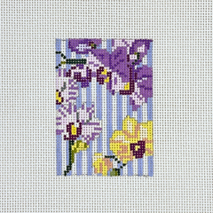 The Gingham Stitchery Kate Woodward Orchid Luggage Tag Needlepoint Canvas