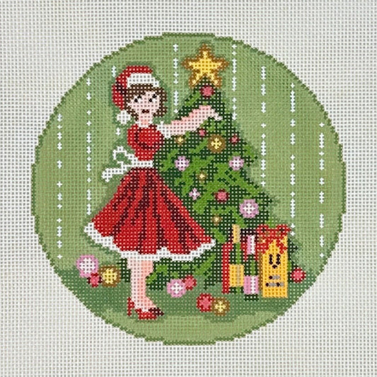 The Gingham Stitchery Kirkland Design Studios Betty Loves Bubbles #5 Trimming Tree Needlepoint Canvas