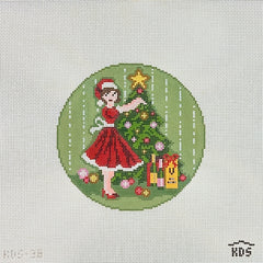 The Gingham Stitchery Kirkland Design Studios Betty Loves Bubbles #5 Trimming Tree Needlepoint Canvas