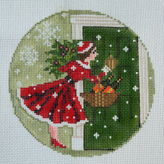 The Gingham Stitchery Kirkland Design Studios Betty Loves Bubbles #6 Basket of Bubbles Needlepoint Canvas