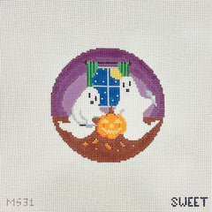 The Gingham Stitchery Maddie Sweet Designs Ghosts Carving Pumpkins Needlepoint Canvas