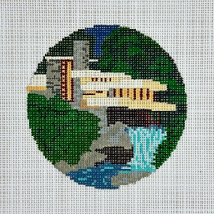 The Gingham Stitchery The Squirrel and The Snail Fallingwater Ornament Needlepoint Canvas