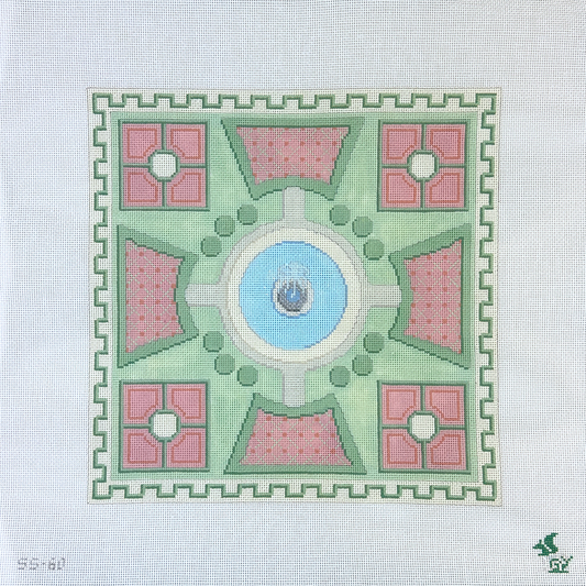 The Gingham Stitchery The Squirrel and The Snail Parterre Pillow Needlepoint Canvas