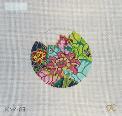 The Gingham Stitchery Tobacco Leaf Round Needlepoint Canvas