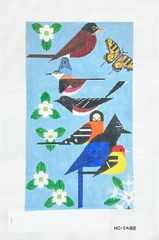 Charley Harper Sierra Range Birds Needlepoint Canvas
