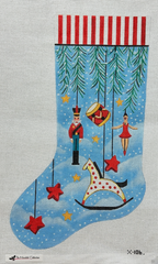 The Meredith Collection Primitive Ornaments with Rocking Horse Stocking Needlepoint Canvas