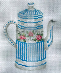 The Plum Stitchery Blue & White Tea Kettle Needlepoint Canvas