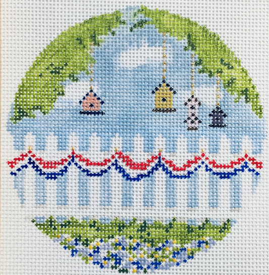 The Plum Stitchery Bunting & Fence Needlepoint Canvas