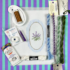 The Plum Stitchery Riley Sheehey Lavender Needlepoint Canvas with Special Thread Pull