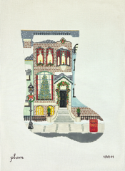 The Plum Stitchery London Brownstone Midi Stocking Needlepoint Canvas
