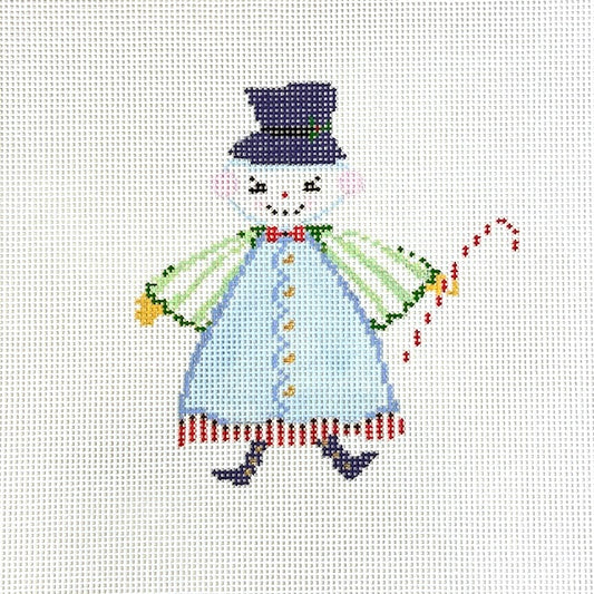 The Plum Stitchery Snow People Needlepoint Canvas - Blue