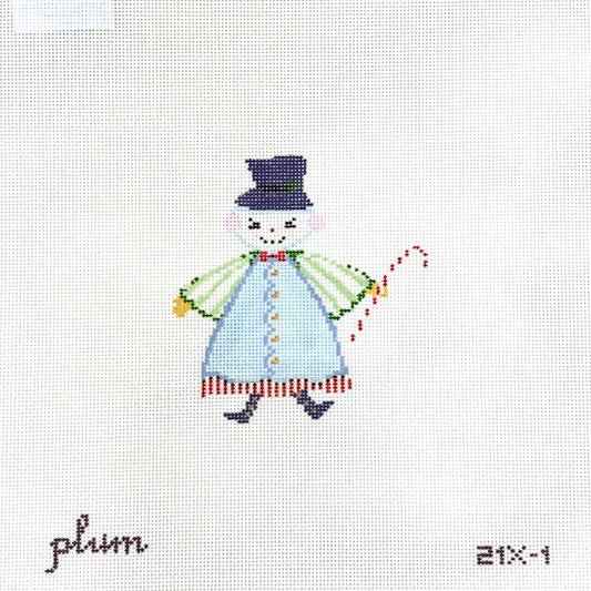The Plum Stitchery Snow People Needlepoint Canvas - Blue