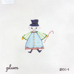 The Plum Stitchery Snow People Needlepoint Canvas - Blue