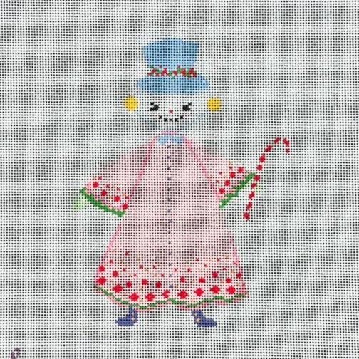 The Plum Stitchery Snow People Needlepoint Canvas - Pink