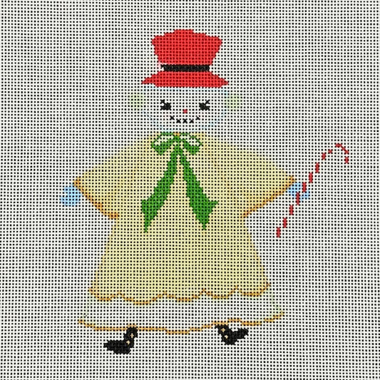 The Plum Stitchery Snow People Needlepoint Canvas - Yellow