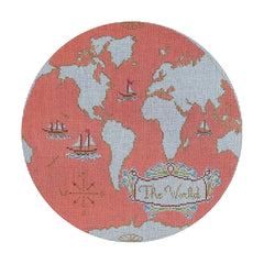 The Plum Stitchery Atlas Pillow In Coral Needlepoint Canvas