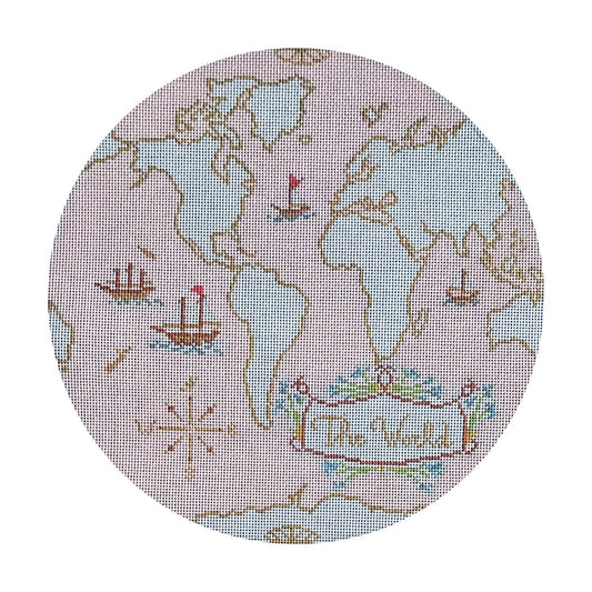 The Plum Stitchery Atlas Pillow In Pink Needlepoint Canvas