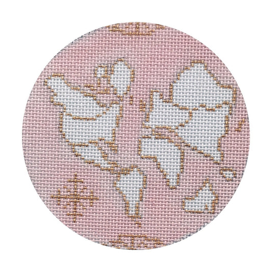 The Plum Stitchery Atlas Round - Pink Needlepoint Canvas - 18M