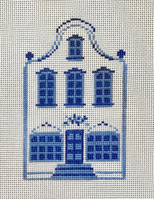 The Plum Stitchery Delft House - #1 Needlepoint Canvas