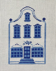 The Plum Stitchery Delft House - #1 Needlepoint Canvas