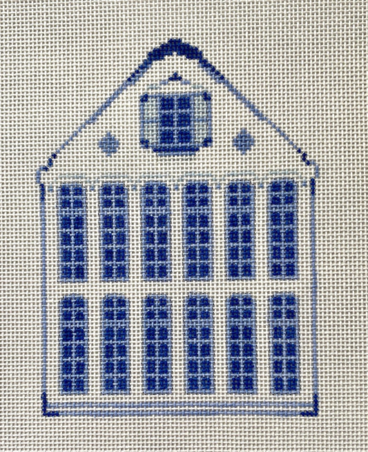 The Plum Stitchery Delft House - #2 Needlepoint Canvas