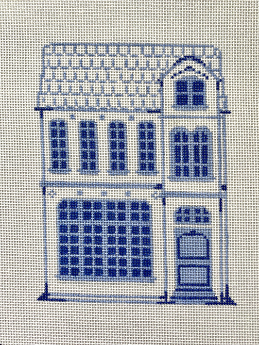 The Plum Stitchery Delft House - #4 Needlepoint Canvas