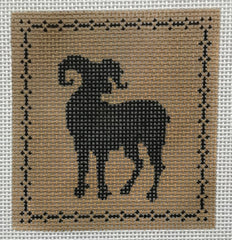 The Plum Stitchery Amy Lewandowski Big Horn Silhouette Needlepoint Canvas