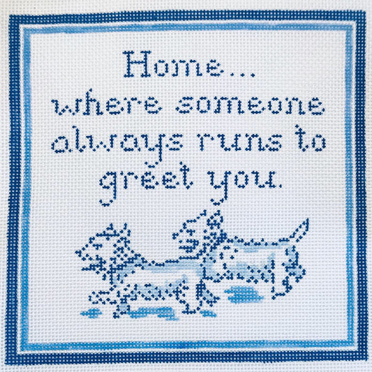 The Plum Stitchery Double Westie Needlepoint Canvas