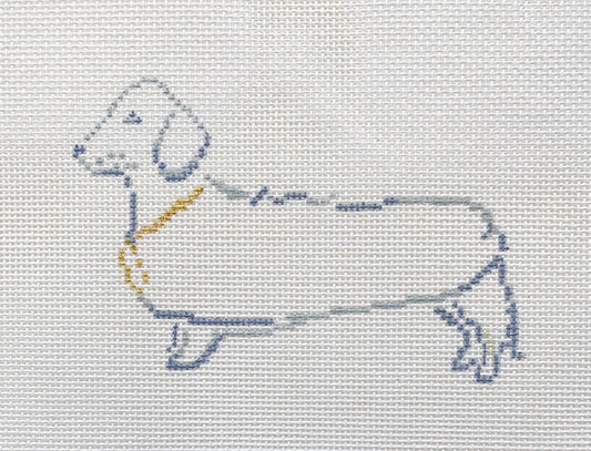 The Plum Stitchery Dachshund Ornament Needlepoint Canvas
