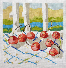 The Plum Stitchery Cherries Needlepoint Canvas -13M