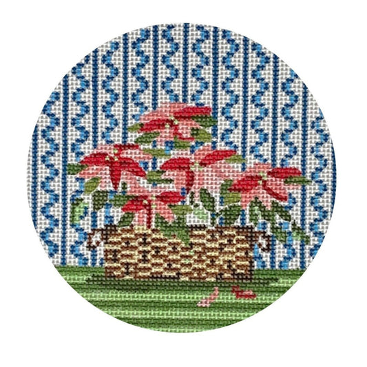 The Plum Stitchery Poinsettias Needlepoint Canvas