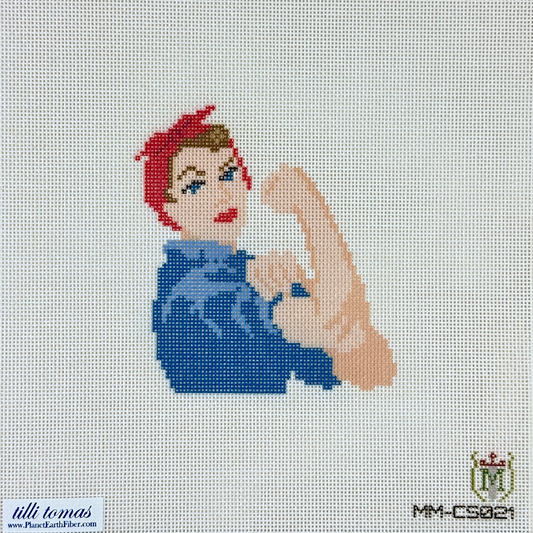 Tilli Tomas Misty Morrow Rosie the Riveter Needlepoint Canvas