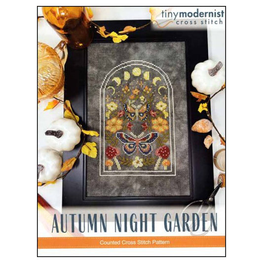 Tiny Modernist Autumn Night Garden Cross Stitch Pattern