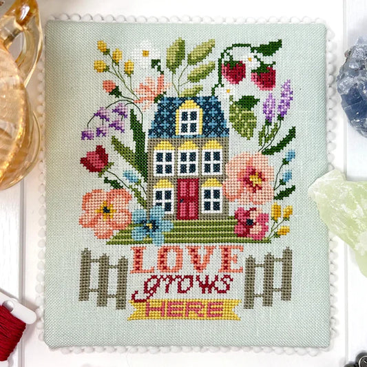 Tiny Modernist Love Grows Here Cross Stitch Pattern