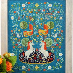 Tiny Modernist Unicorn Tapestry Cross Stitch Pattern