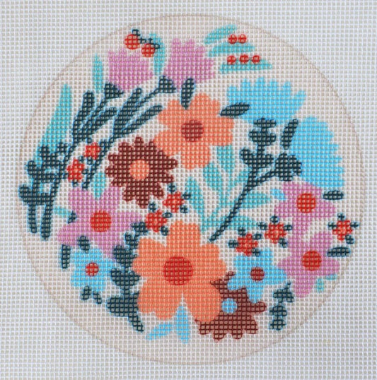 Unwind Studio Happy Flowers Round Needlepoint Kit