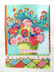 Vallerie Needlepoint Gallery Pink Peonies Needlepoint Canvas